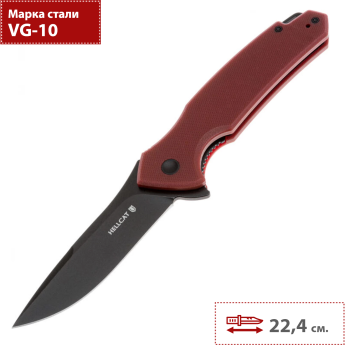Складной нож Mr.Blade Hellcat Mini (VG-10 blackwash, G10 Burgundy)